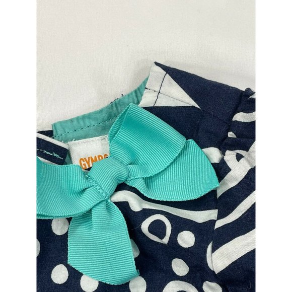 Girls dress Gymboree 2T Navy Blue white geometric Cap sleeve shift dress EUC - Picture 2 of 5